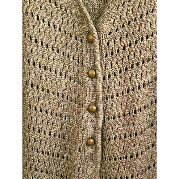 SWEATER-CHICO'S-Chunky Knit-Long Sleeves-Gold Brown-Metallic-CHICO'S SIZE 3/US L - Picture 4 of 16